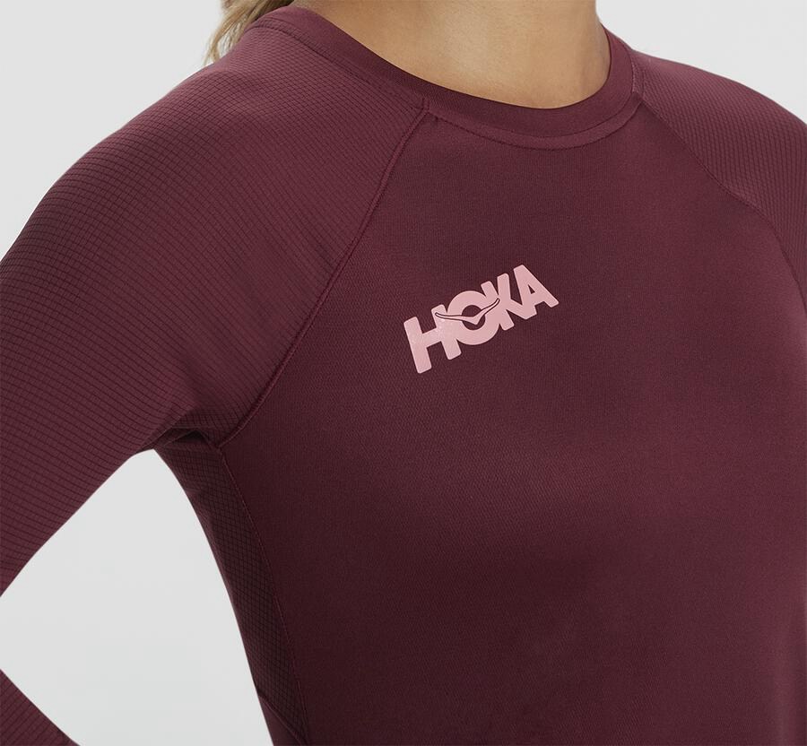 Hoka One One Top Damske Hnede - Performance 3/4 Sleeve - 40683-UPSO